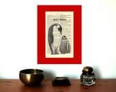 Best Mom Penguins Personalized Art Print on Antique 1896 Dictionary Book Page