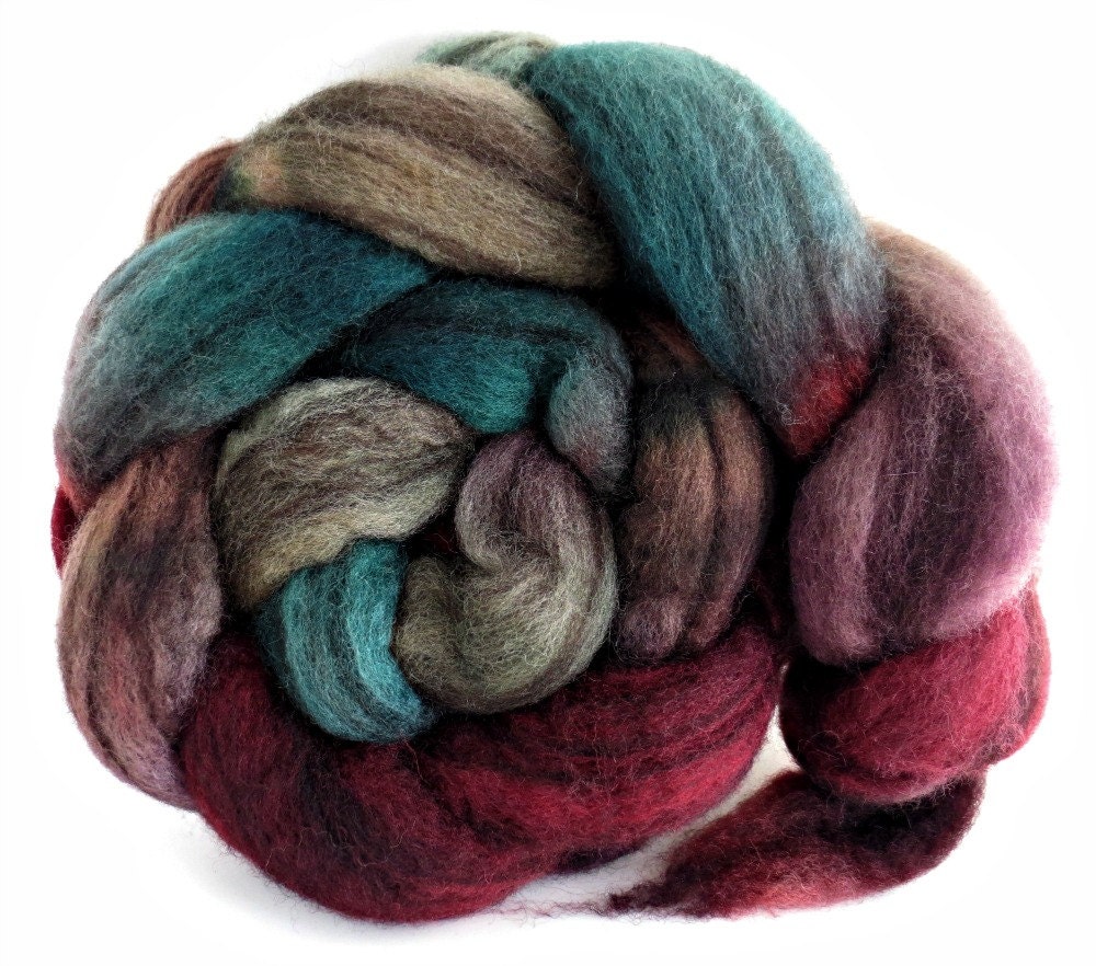 Mixed BFL wool roving, spinning fiber, hand painted bfl roving, bfl combed top, felting fibers