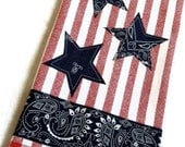 Stars stripes red white blue bandana applique dish towel