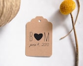 100 Initials and Heart Favor tags