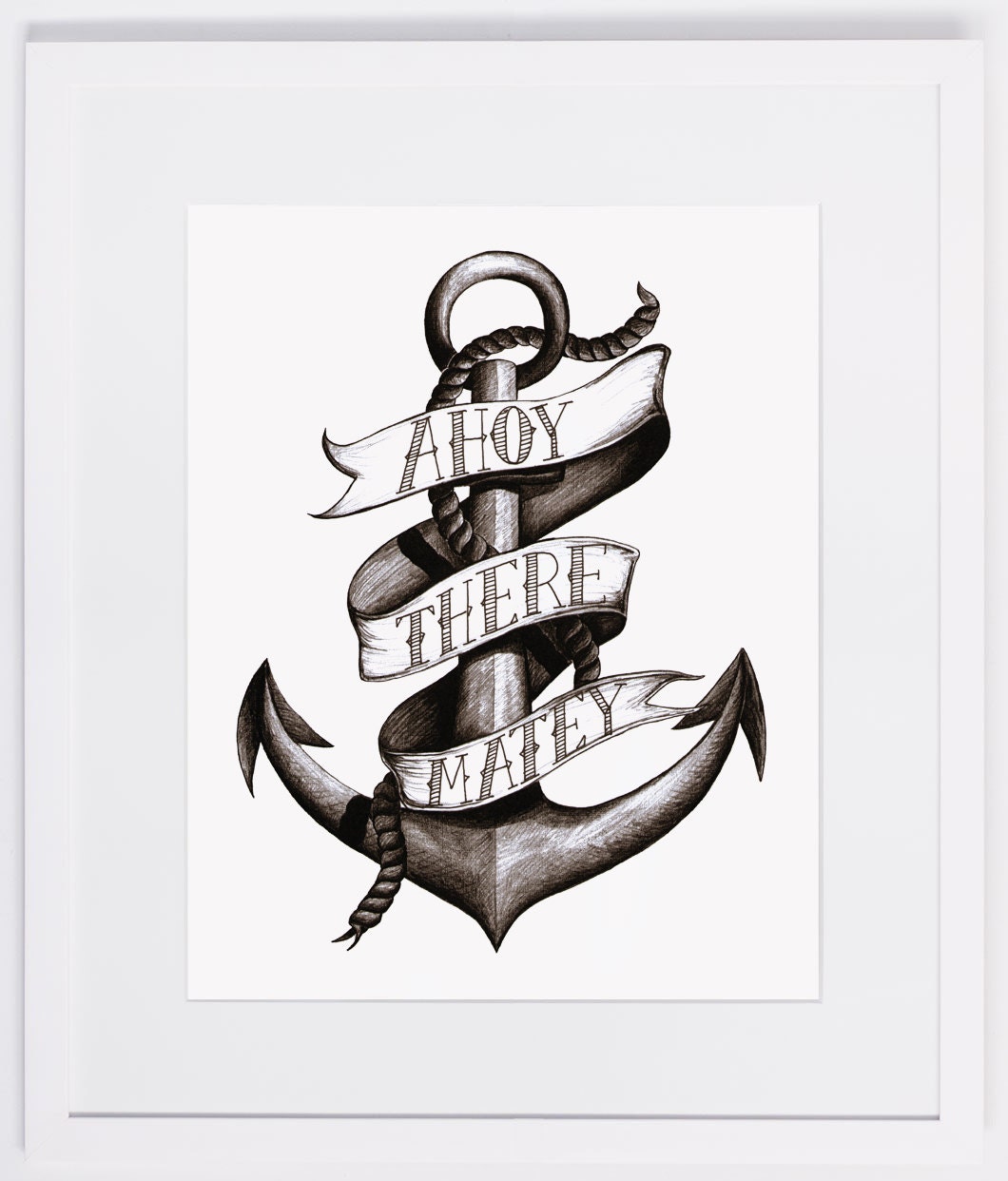NZFINCH A4 ahoy there matey anchor digital print of original artwork