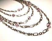 Copper and Amethyst Bib Necklace- Five Chain Drape