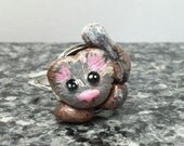 Ferret Jewelry adjustable ring shiny silver