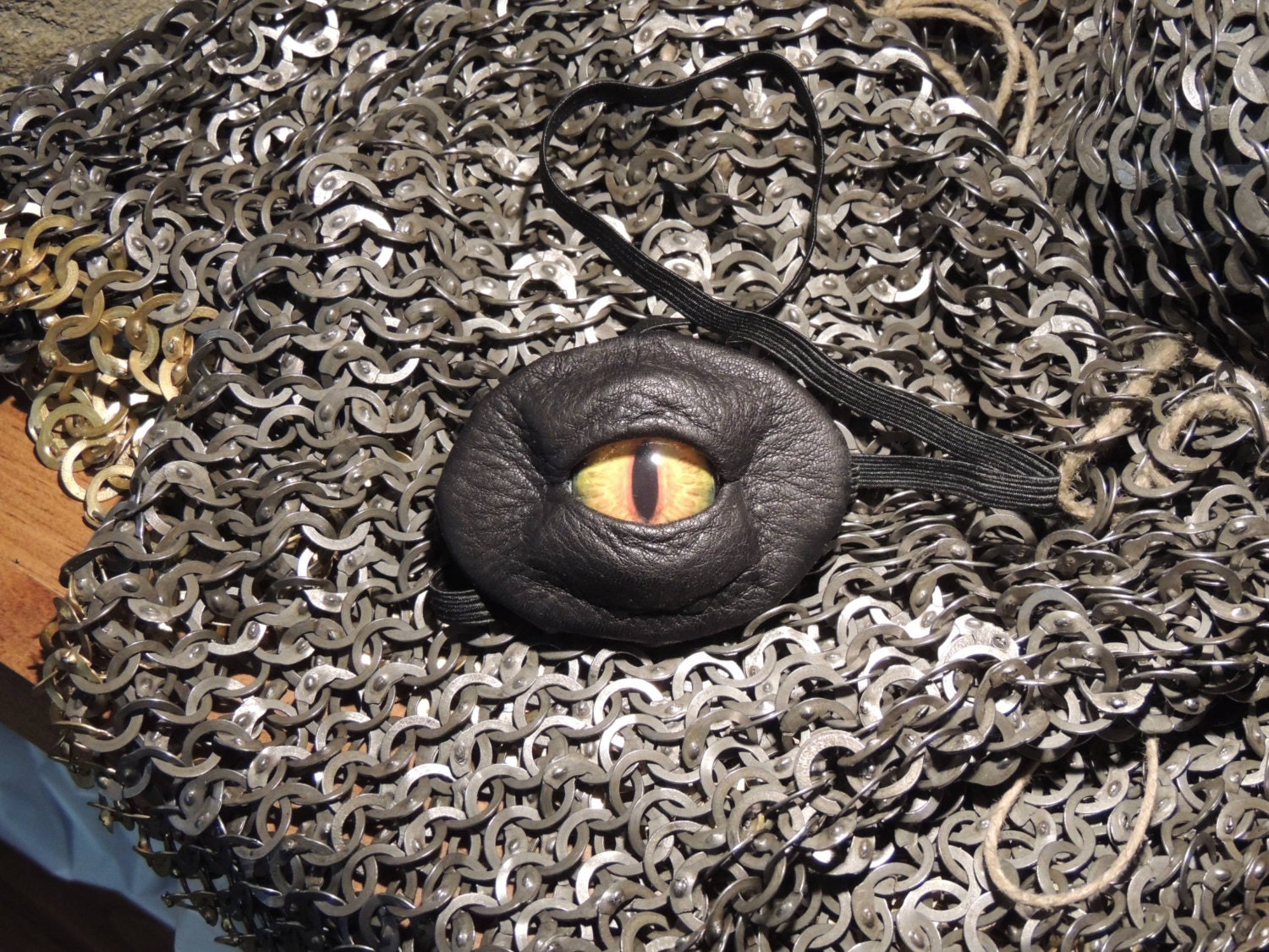 Dragon Eye Patch (Black leather with Yellow eye)