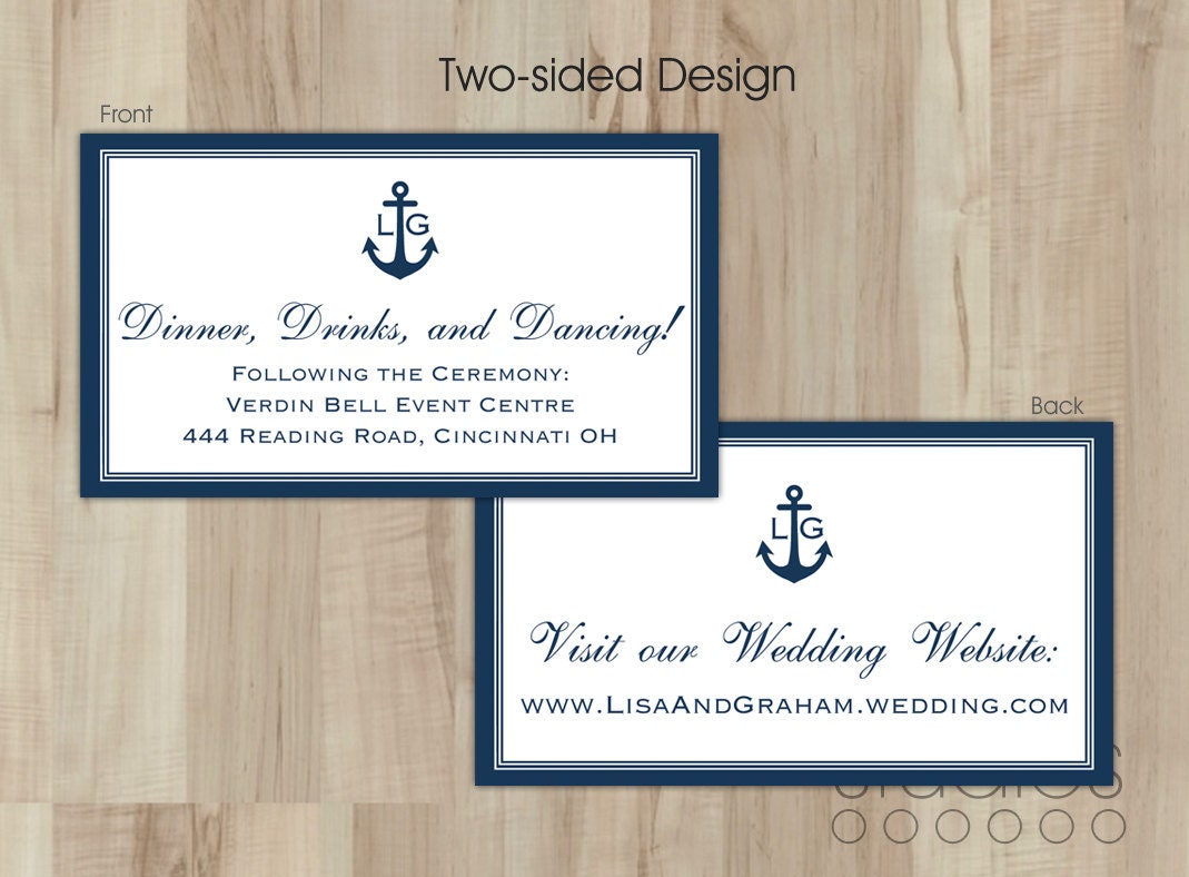Nautical Wedding Invitation // Small Enclosure Card Add-on // Professionally Printed