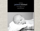 Modern Block Custom Photo Birth Announcement (Digital or Printed)