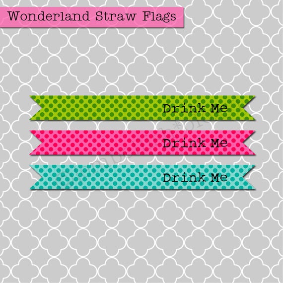 Wonderland - Printable 'Drink Me' Straw Flags