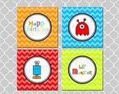 Lil' Monster Birthday Bash - Printable Party Circles/Cupcake Toppers