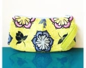neon spring flowers - pleated zipper pouch