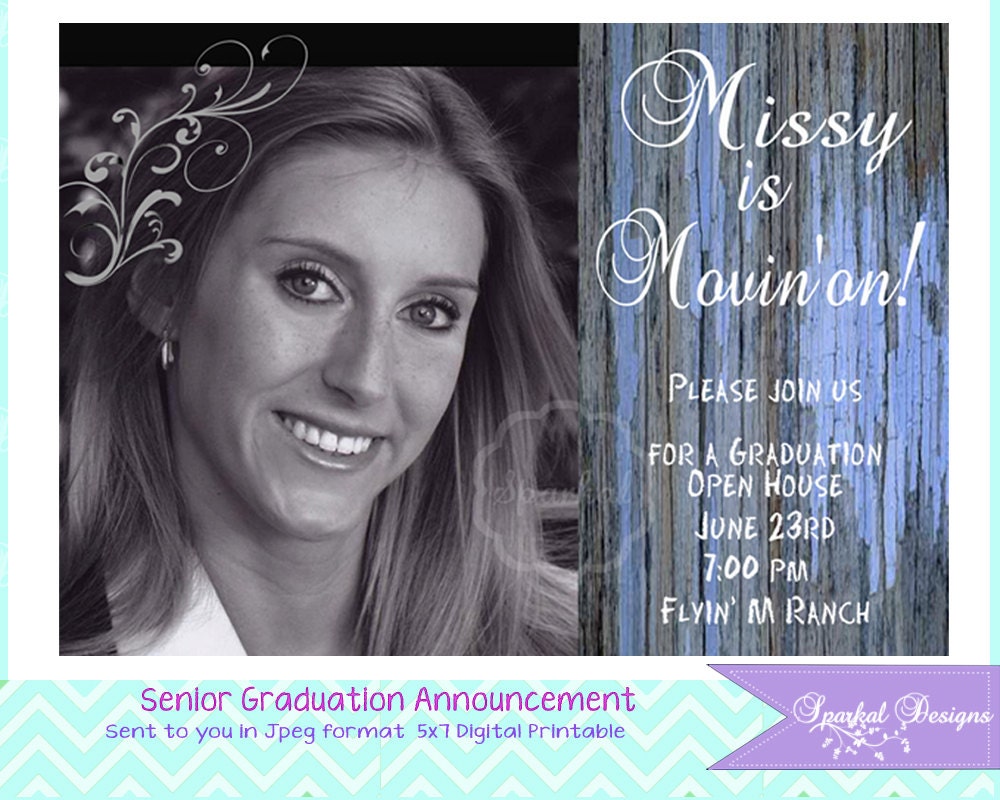 Senior Graduation Announcement Barn Wood Printable Grad Announcement 5x7 Digital DIY Graduation Party Card no. 1 Il_170x135