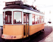 BOGO SALE - Vintage style print, Travel Photography, Lisbon Print, Yellow, Vintage Tram, European Photography - The Yellow Tram