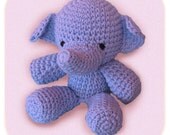 plush elephant crochet stuffed animal in blue cotton yarn handmade amigurumi