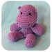purple plush hippo crochet stuffed animal handmade cotton yarn amigurumi