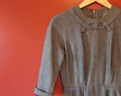 Dress 1950s TWEED ornate knotted 6 M medium