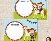 PRINTABLE Cowboy with Horse Thank You Cards (Character of your choice) Il_170x135