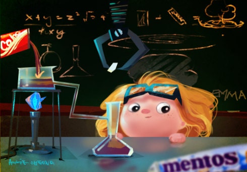Art Print, Children Illustration, Nursery Room Print "Science" 11X17 inches