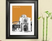 Valencia Spain City Skyline Poster - Valenica Cathedral Art Print - 8 x 10 Choose Your Color