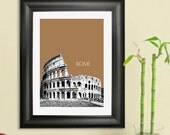 Rome Skyline Poster - Rome Italy City Art Print -  The Coliseum - 8 x 10 Choose Your Color