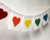 Rainbow Hearts felt party banner or room decoration