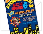 Customized and Printable Superhero Birthday Party Invitation
