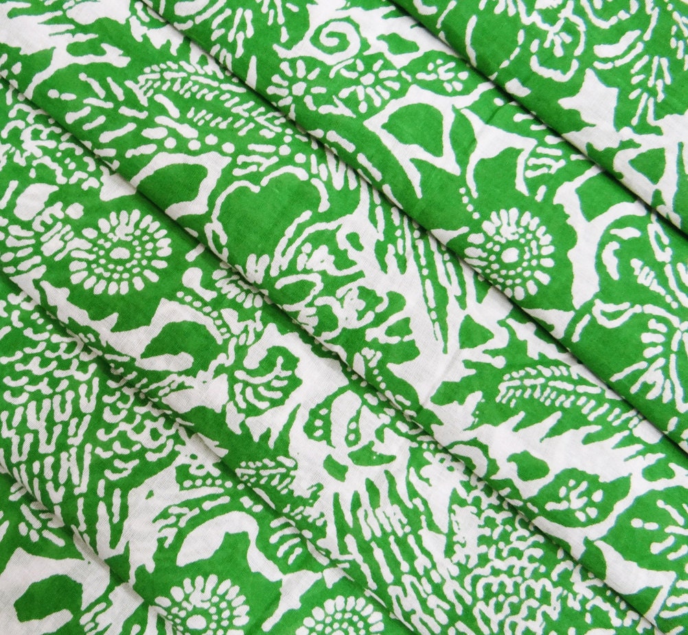 Free Shipping Green Cotton Designer Fabric Floral Print Drape Dress Curtain Pillow Printed Indian By The Yard -FBC111