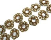 FREE SHIPPING Copper Sequin Applique Beaded Bullion Craft Sew On Dress Patch New 11 Pcs - AP95A