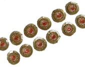 FREE SHIPPING 22pc Orange Round Appliques Copper Beaded Sequin Sew On Craft New Patch 2.5cm - AP71D