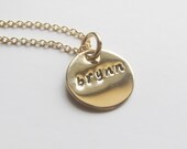 Hand Stamped Gold Necklace - Personalized - 14K Gold Filled - Custom Charm Necklace