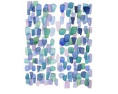 Beach Finds seaglass Abstract Watercolor painting blue green white - Nautical Home decor 9 x 12"