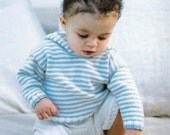 Baby hooded sweater, toddler sweater,hoodie,    stripe sweater, blue and white, Spring, easycare