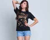 80s Nashville Shirt - Vintage Nashville Tourist T-Shirt - Gold and Black Shirt - Keyboard -Treble Clef - Music Notes