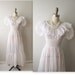 40s Wedding Dress // Vintage 1940s White Organdy Full Length Wedding Day Dress XS