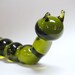 RARE midCentury Empoli ITALIAN Art Glass Caterpillar Figurine in Olive Green CUTE