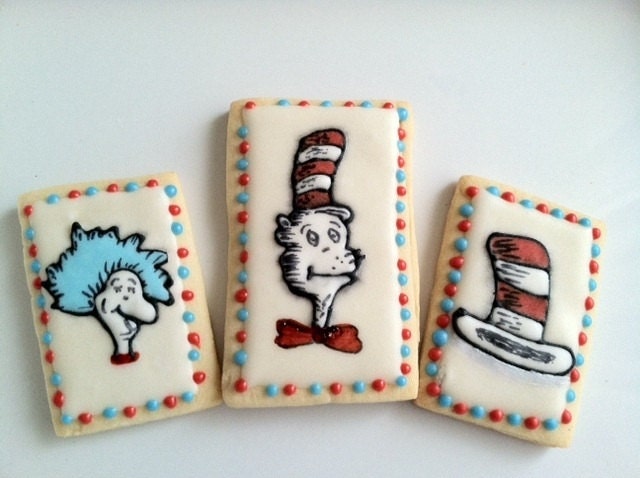 Cat In The Hat Birthday Cookies, Dr.Seuss birthday sugar cookies