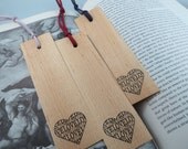 Wood, Love, Heart Bookmark: Bridal Shower Favor, Wedding Favor, Favor, Baby Shower Favor, Party Favor, Gift