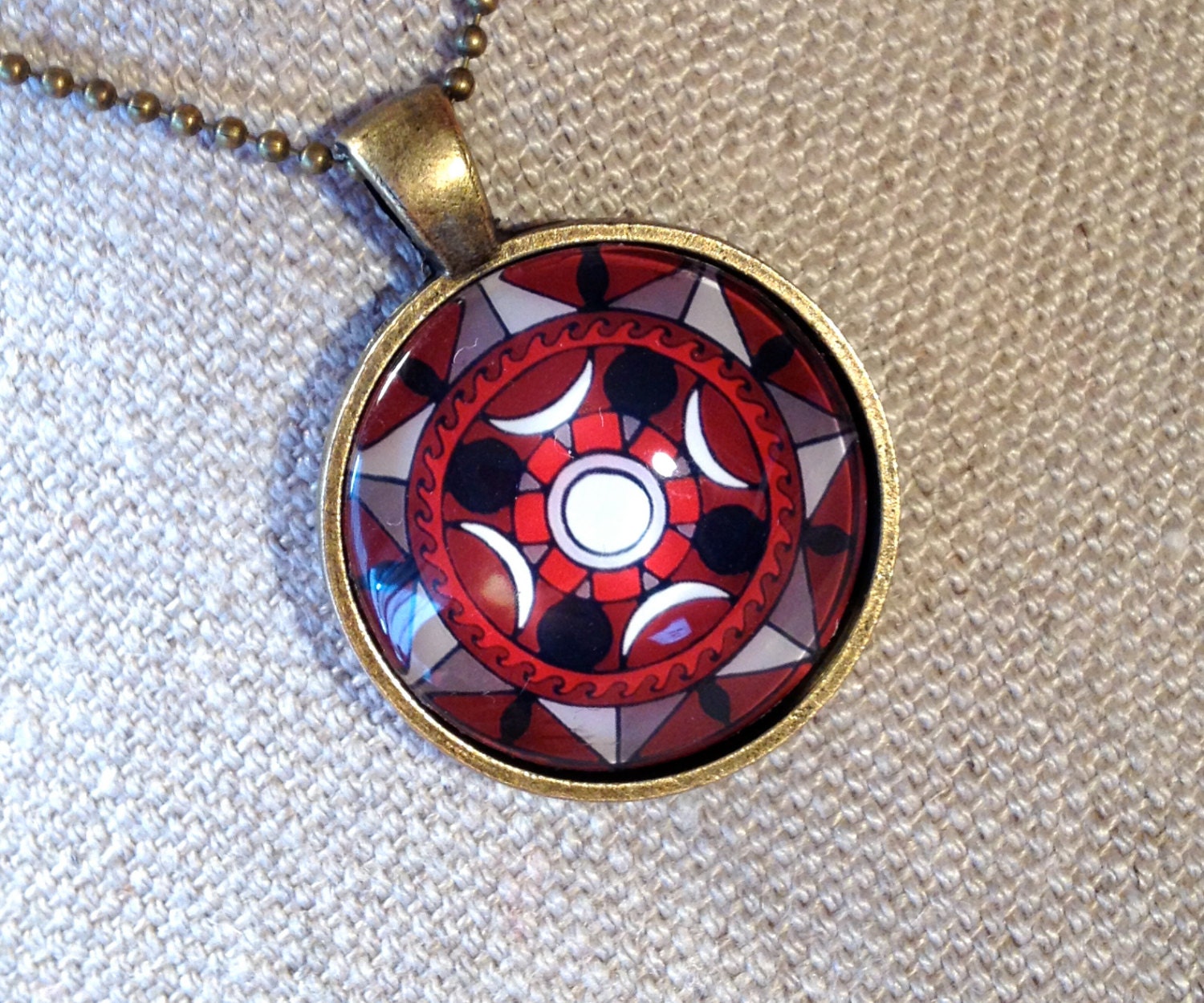 Blood Moon Hex Sign Pendant Necklace