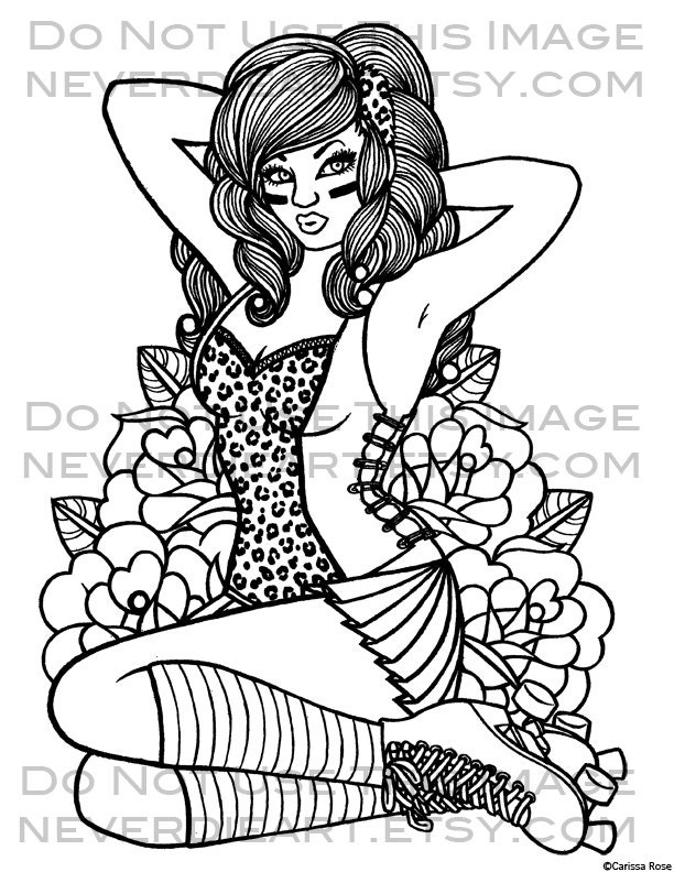 HALF OFF Digital Download Print Your Own Coloring Book Outline Page - Derby Doll by Carissa Rose
