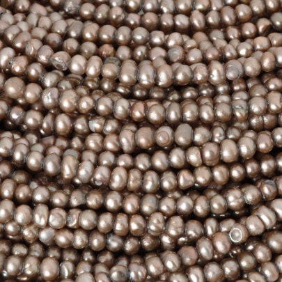 2MM PEARLS-Freshwater-Mini Center Drilled-Natural Tan-15 Inch Strand
