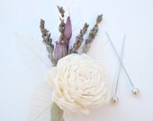 Sola Boutonniere with Lavender and Pods