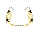 Spring Sale - 10 % OFF - Gold Thistle Thorns Earrings - Neo Victorian Gothic Jewelry - Femme Fatale - 24K Gold Plated - Black Filigrees - F