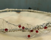 Fire Started, The Silver Wire Wrapped Tiara with Red Swarovski Crystals for the Boho Chic Goddess