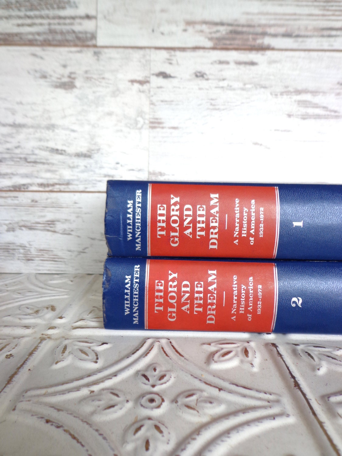 Red and Blue Books by Color Bundle vintage Decorative Books Instant Library Collection Photography Props July 4th Shabby