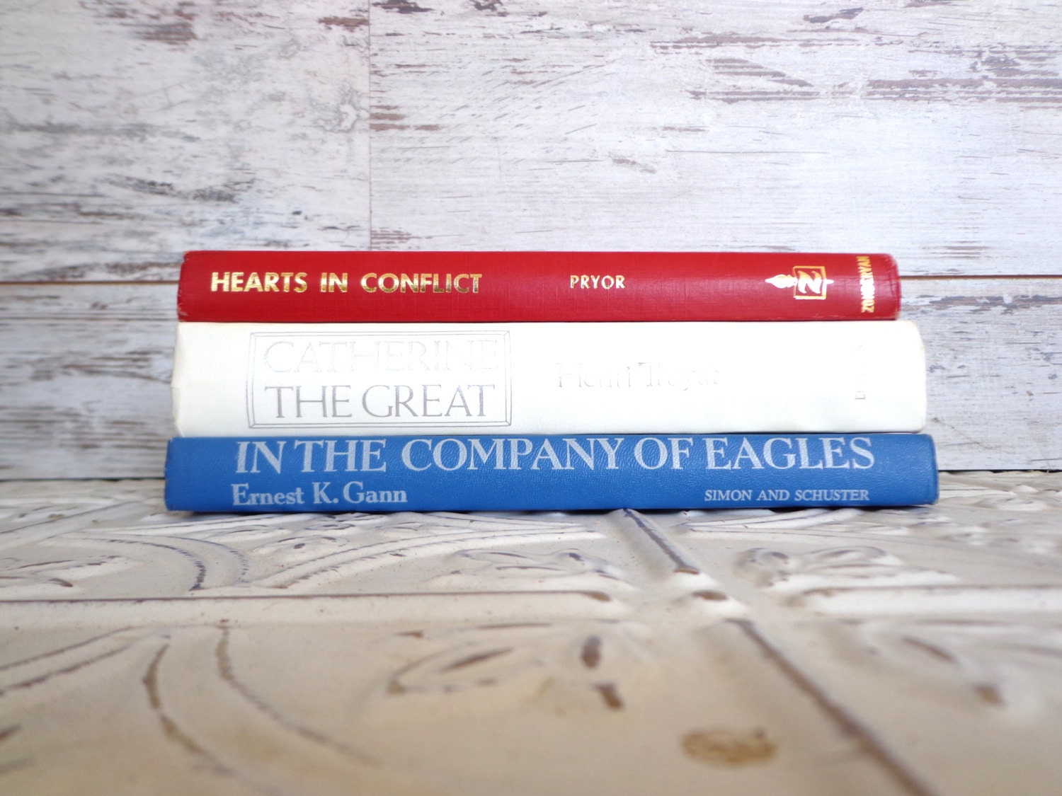 Red White Blue Books by Color Bundle vintage Decorative Books Instant Library Collection Photography Props July 4th Memorial Day