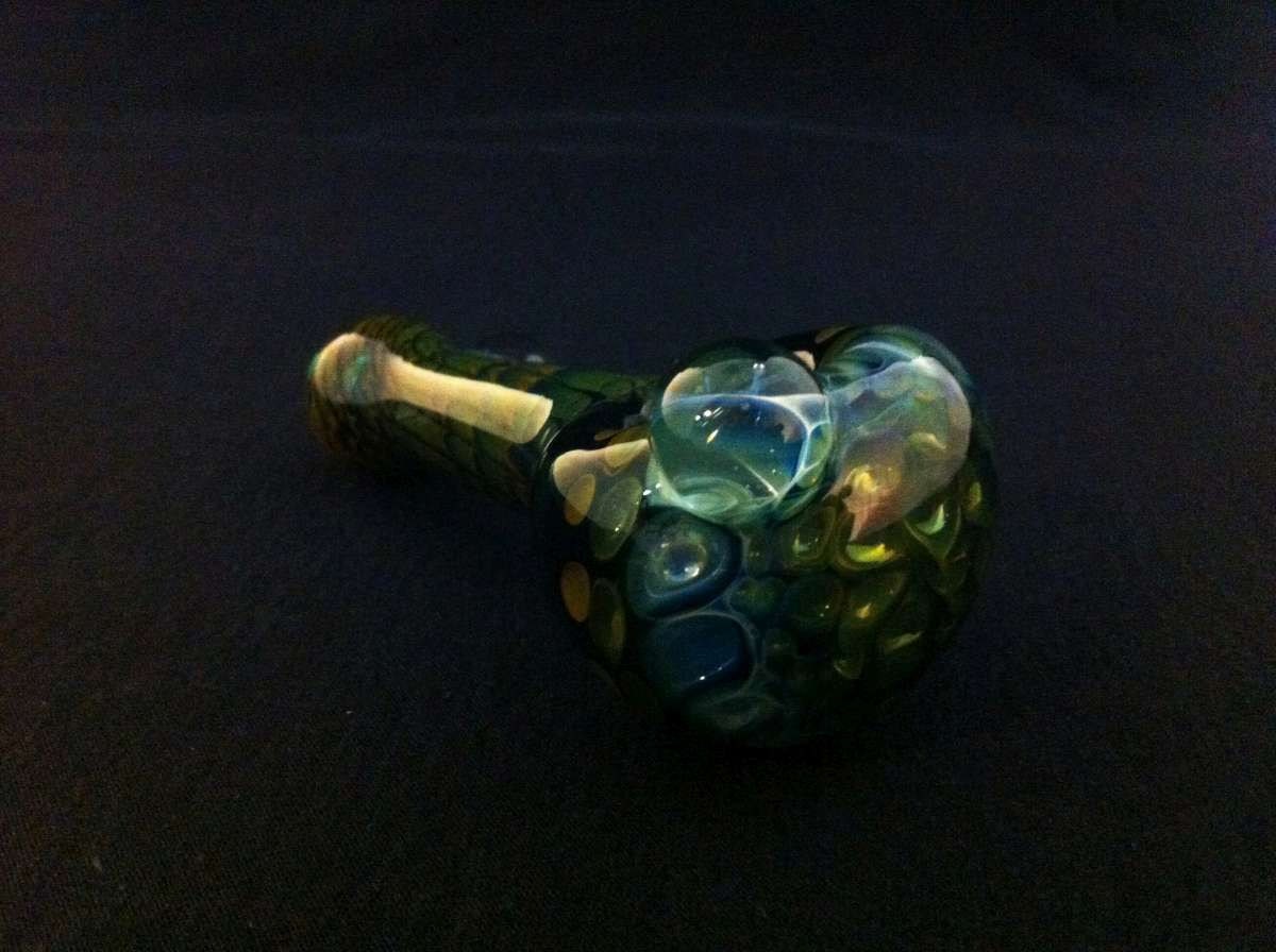 Half Price Sale Glass Pipe Silver and Gold Fumed Honeycomb and Wrap and Rake Tobacco Spoon Pipe