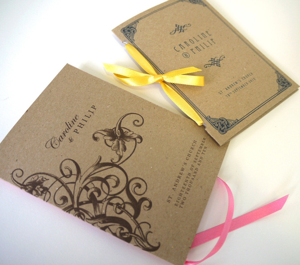 Vintage Order of Service Wedding Program - Pocket-sized Booklet x 50