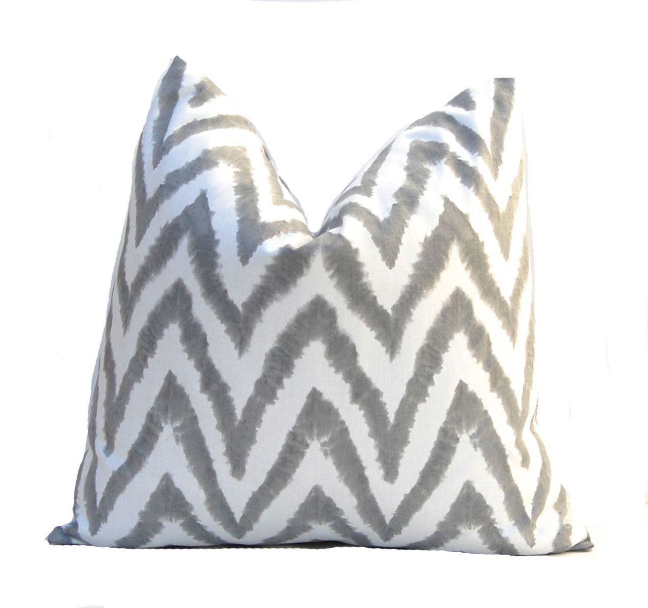 Decorative Throw Pillows Chevron Pillows Gray and White Twill Pillow Covers 18 x 18 Inches Diva by Premier Prints