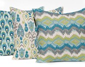 MEMORIAL DAY SALE Pillow Cover 12 x 16 Lumbar Travel Pillow Cover Decorative Throw Pillow Cover Cushion Cover Frost Birch  Aqua Turquoise N
