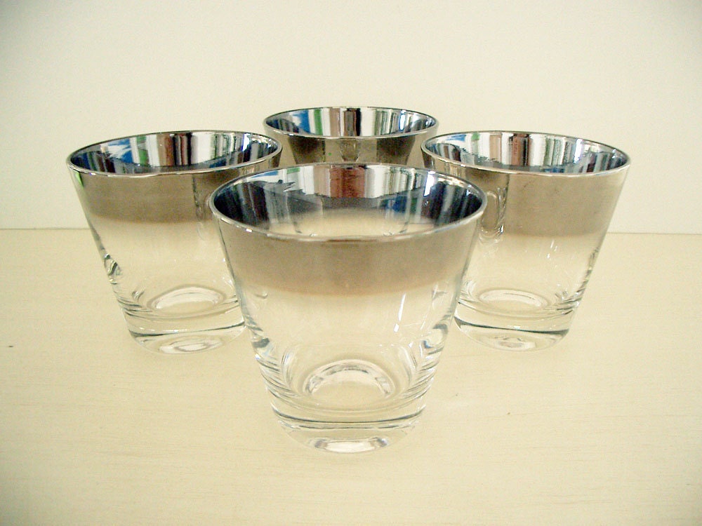 VINTAGE Silver Ombre Cocktail Glasses - Set of 4