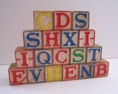 Vintage Wooden Alphabet Blocks - 18 in Lot