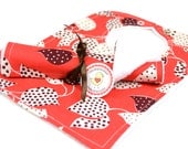 Bib and Burp Cloth Set- in Flea Market Fancy Leaf and Dot in Red by Denyse Schmidt